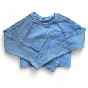 Aerie offline blue textured crop top workout shirt